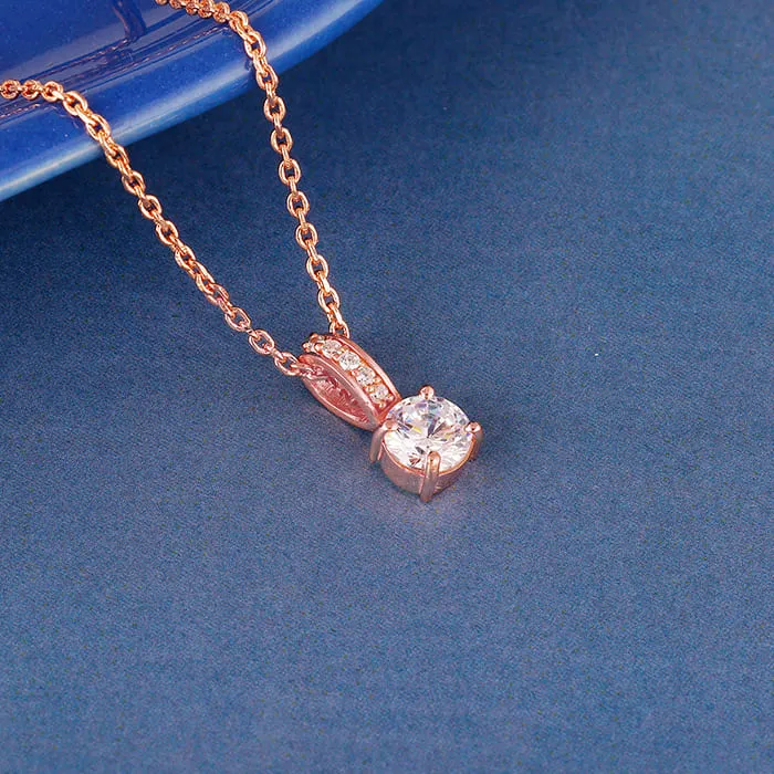 Rose Gold Classic Zircon Shine Pendant with Link Chain Giva