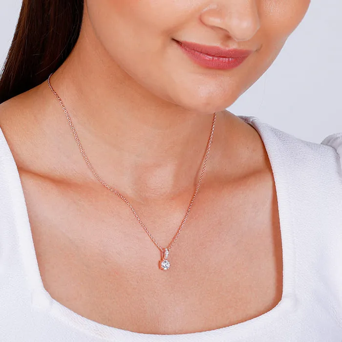 Rose Gold Classic Zircon Shine Pendant with Link Chain Giva