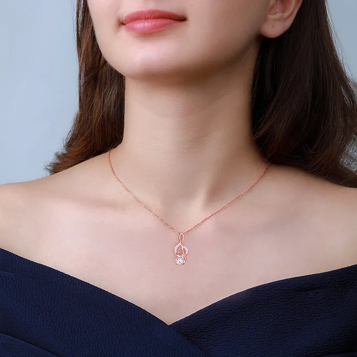 Rose Gold Clef Pendant With Link Chain Giva