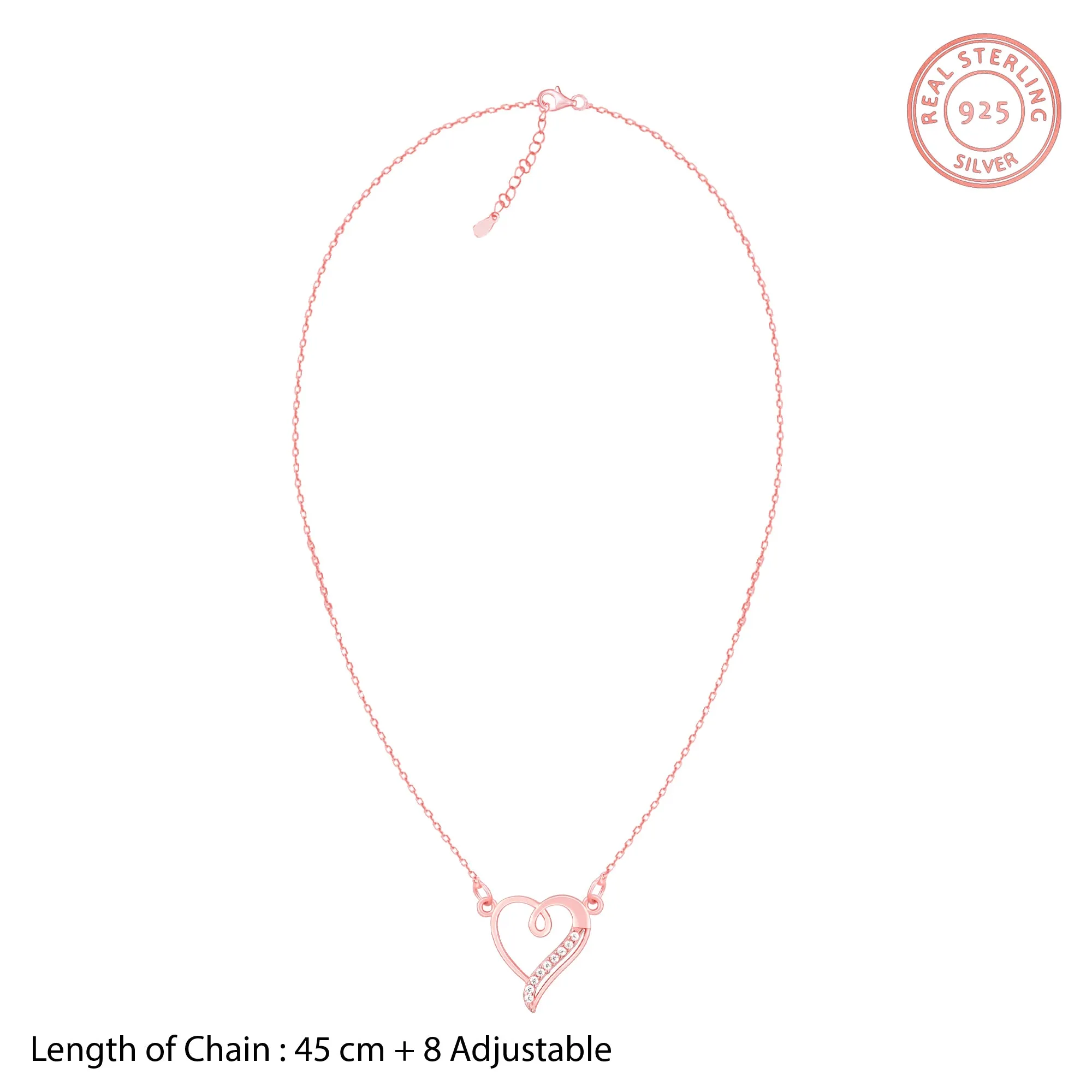 Rose Gold Curl Heart Necklace Giva