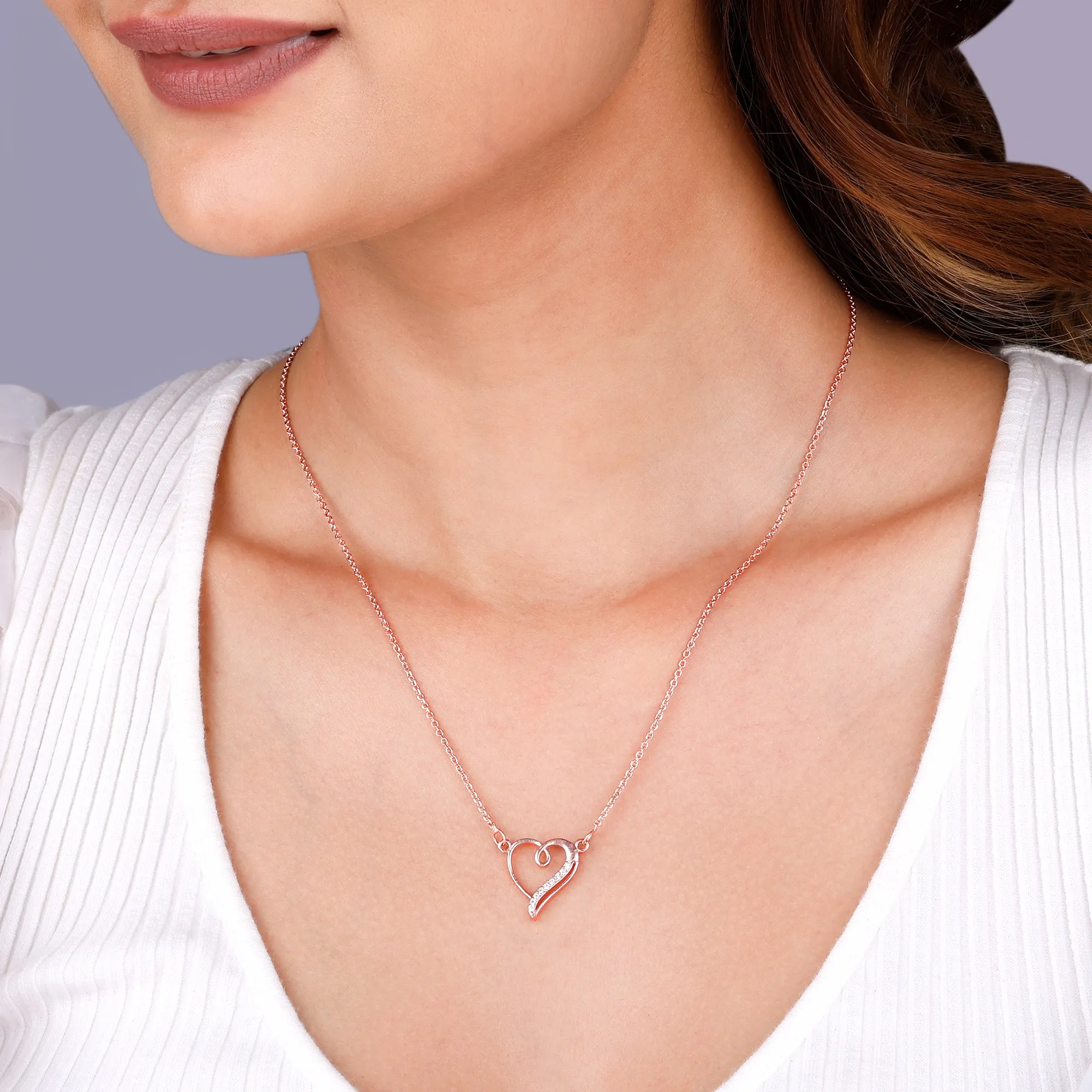 Rose Gold Curl Heart Necklace Giva