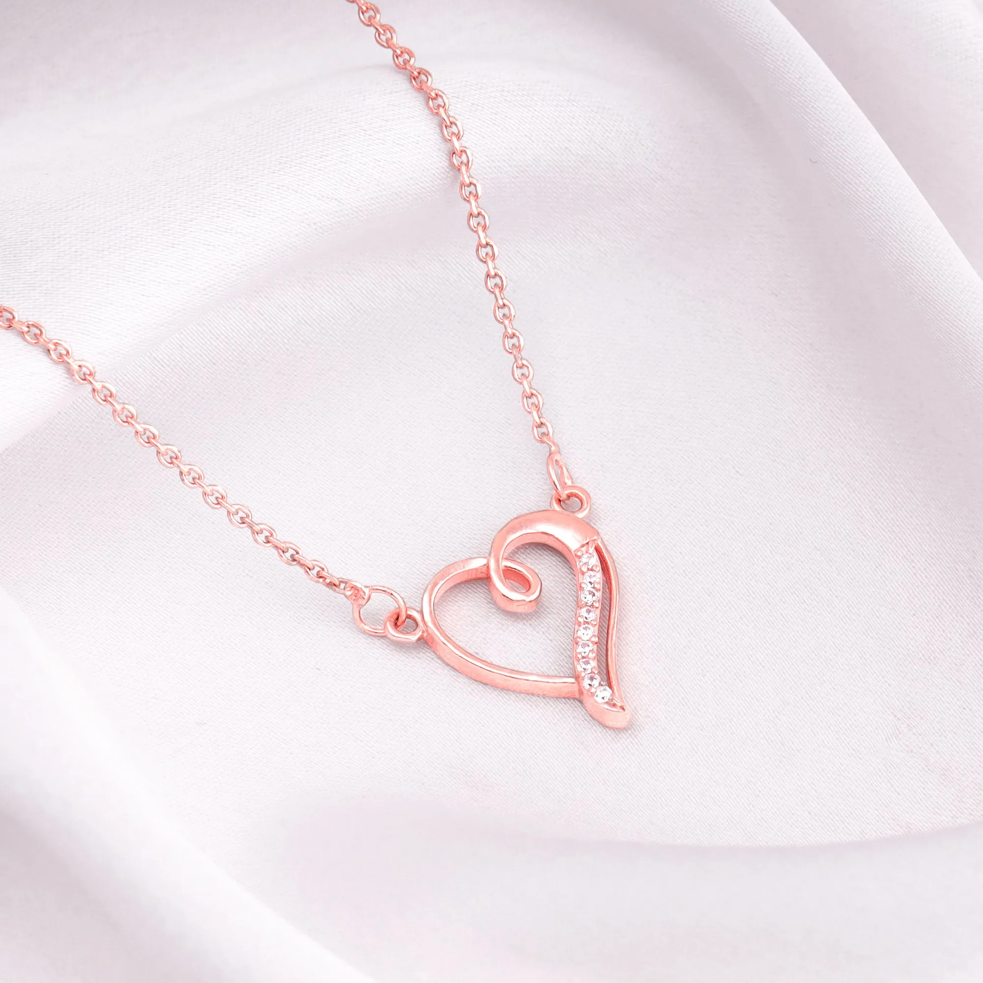 Rose Gold Curl Heart Necklace Giva