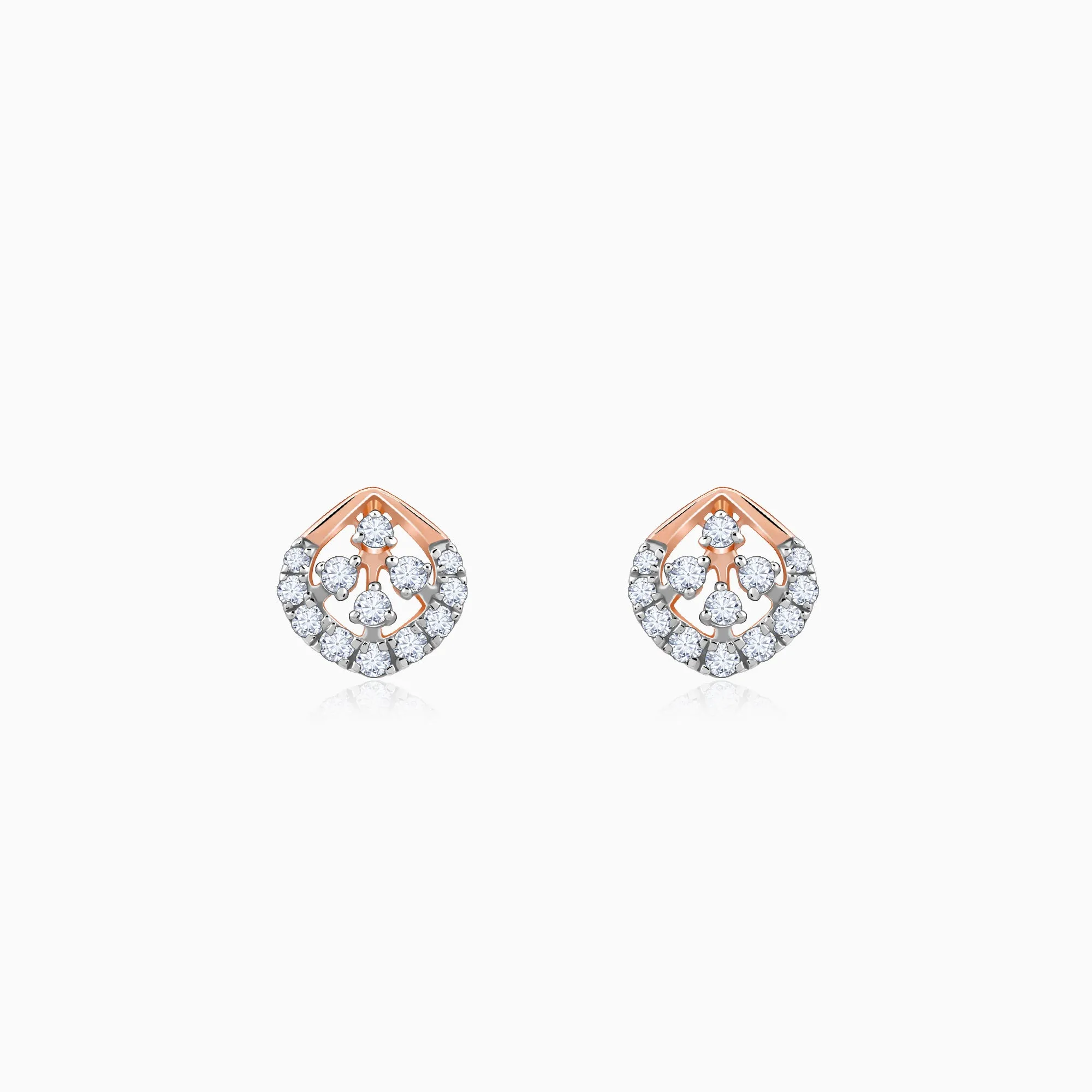 Rose Gold Dazzle Duo Diamond Earrings Giva