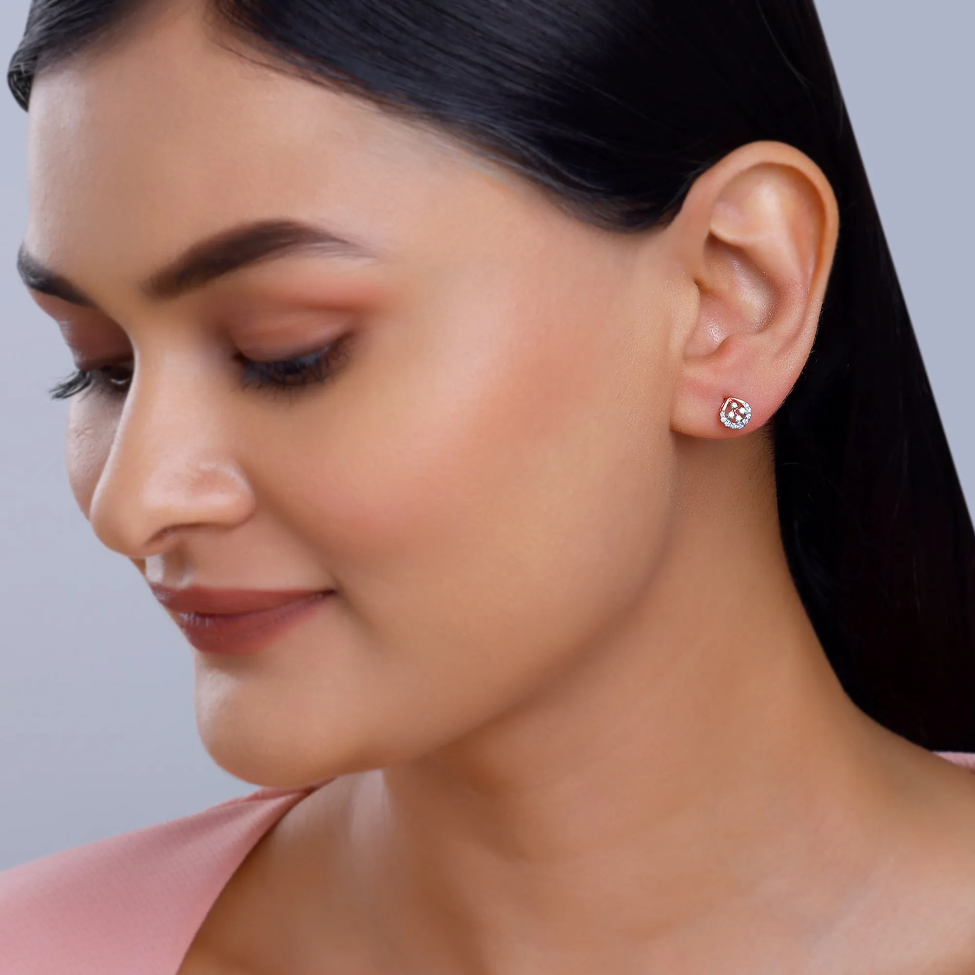 Rose Gold Dazzle Duo Diamond Earrings Giva