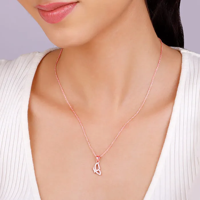 Rose Gold Dazzling Butterfly Pendant With Link Chain Giva