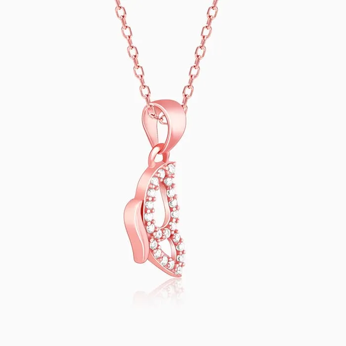 Rose Gold Dazzling Butterfly Pendant With Link Chain Giva