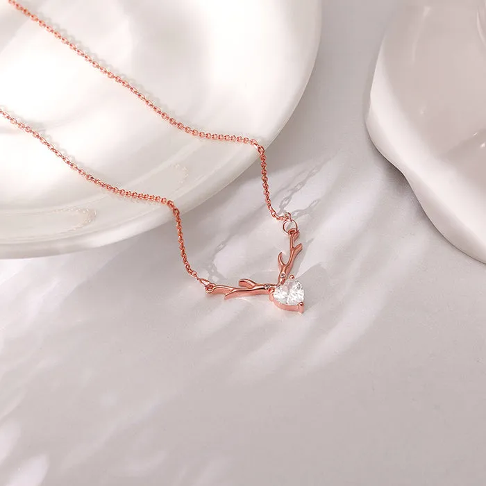 Rose Gold Deer Heart Necklace Giva