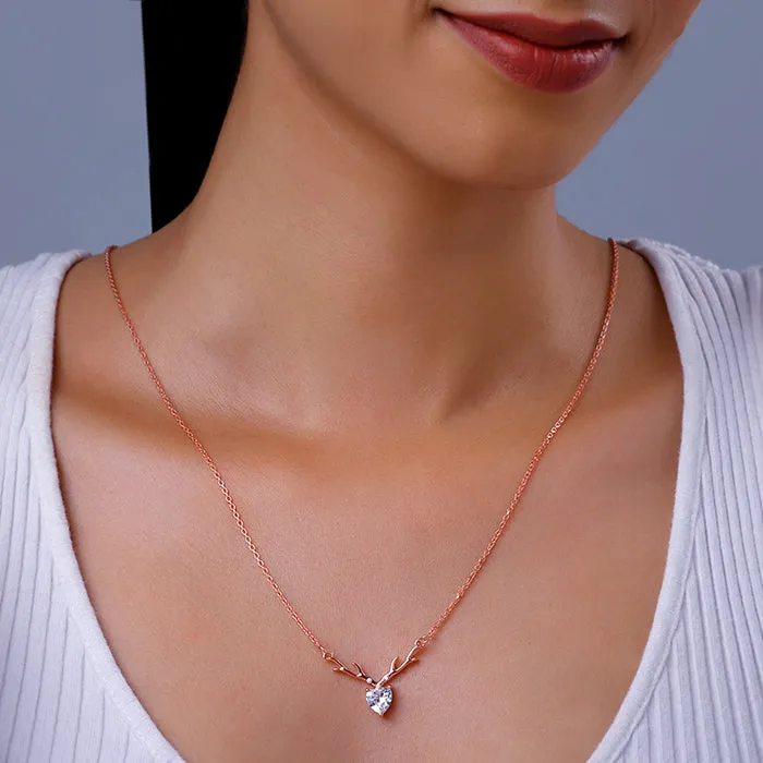 Rose Gold Deer Heart Necklace Giva
