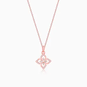 Rose Gold Double Rosette Pendant with Link Chain Giva