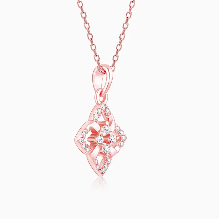 Rose Gold Double Rosette Pendant with Link Chain Giva