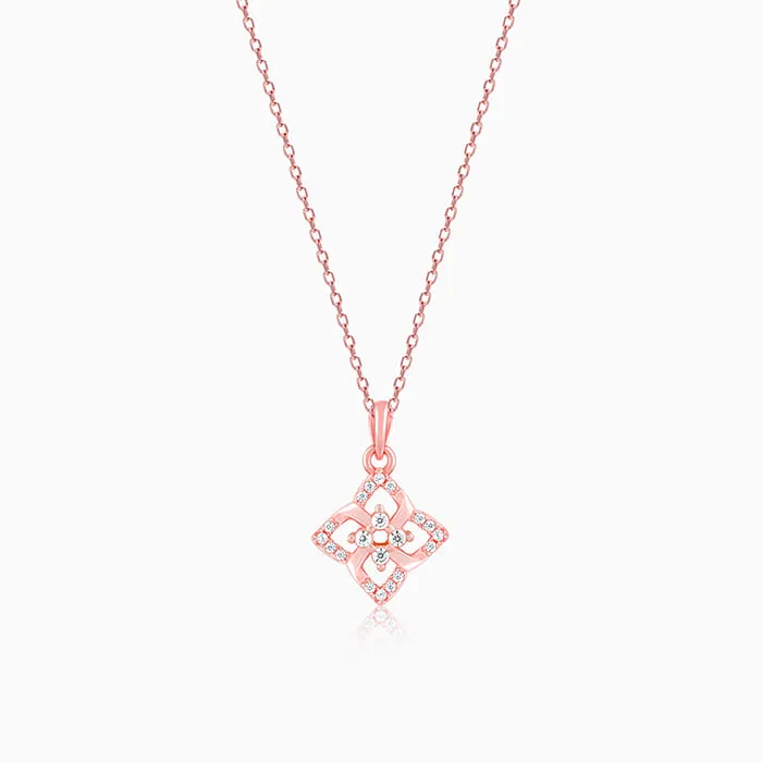 Rose Gold Double Rosette Pendant with Link Chain Giva