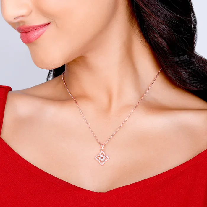 Rose Gold Double Rosette Pendant with Link Chain Giva