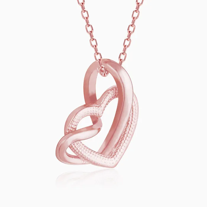 Rose Gold Double Trouble Heart Pendant With Link Chain Giva