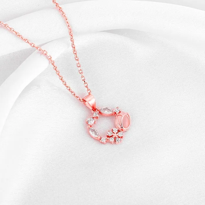 Rose Gold Drop Wreath Pendant With Link Chain Giva