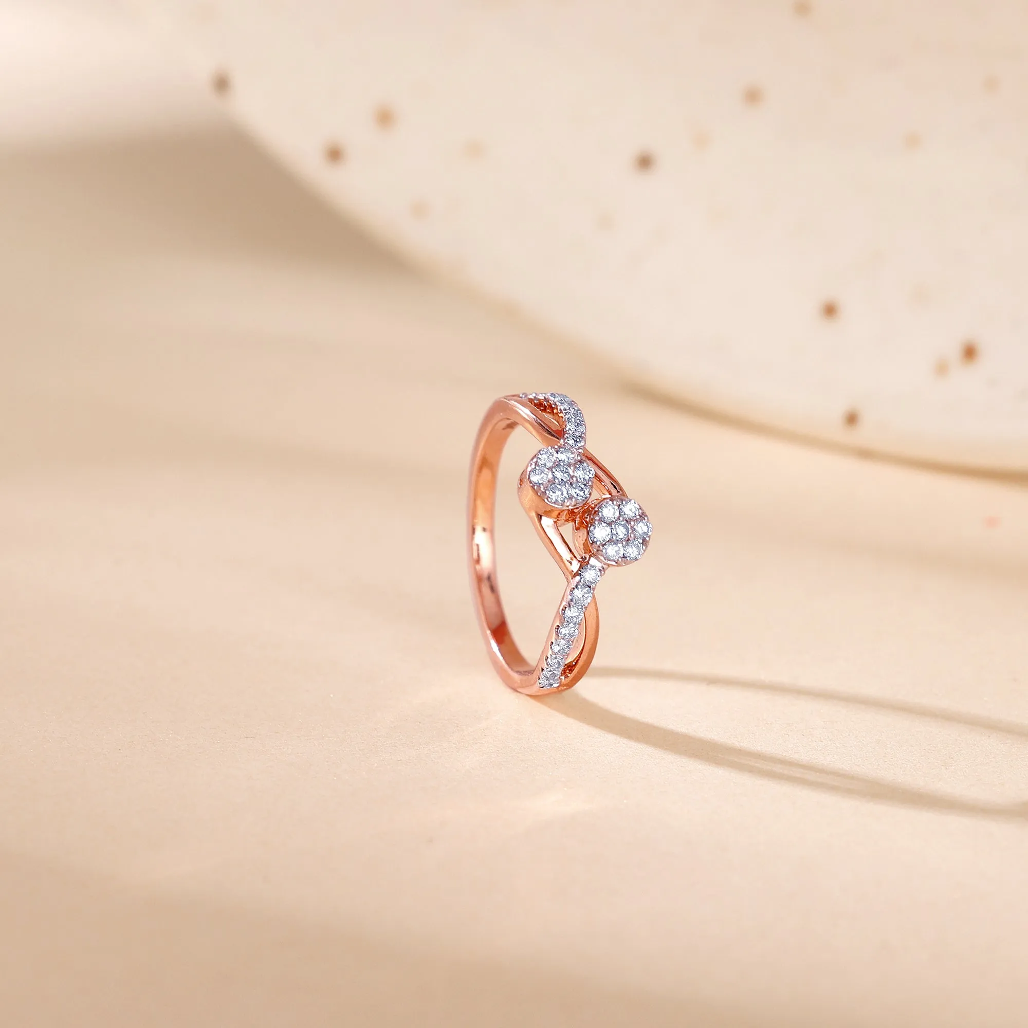 Rose Gold Dual Wavy Diamond Ring Giva