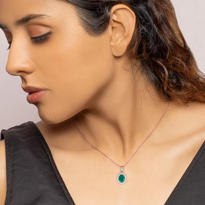 Rose Gold Evergreen Halo Pendant With Link Chain Giva