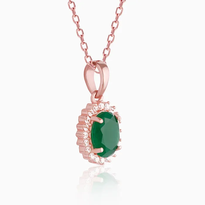 Rose Gold Evergreen Halo Pendant With Link Chain Giva