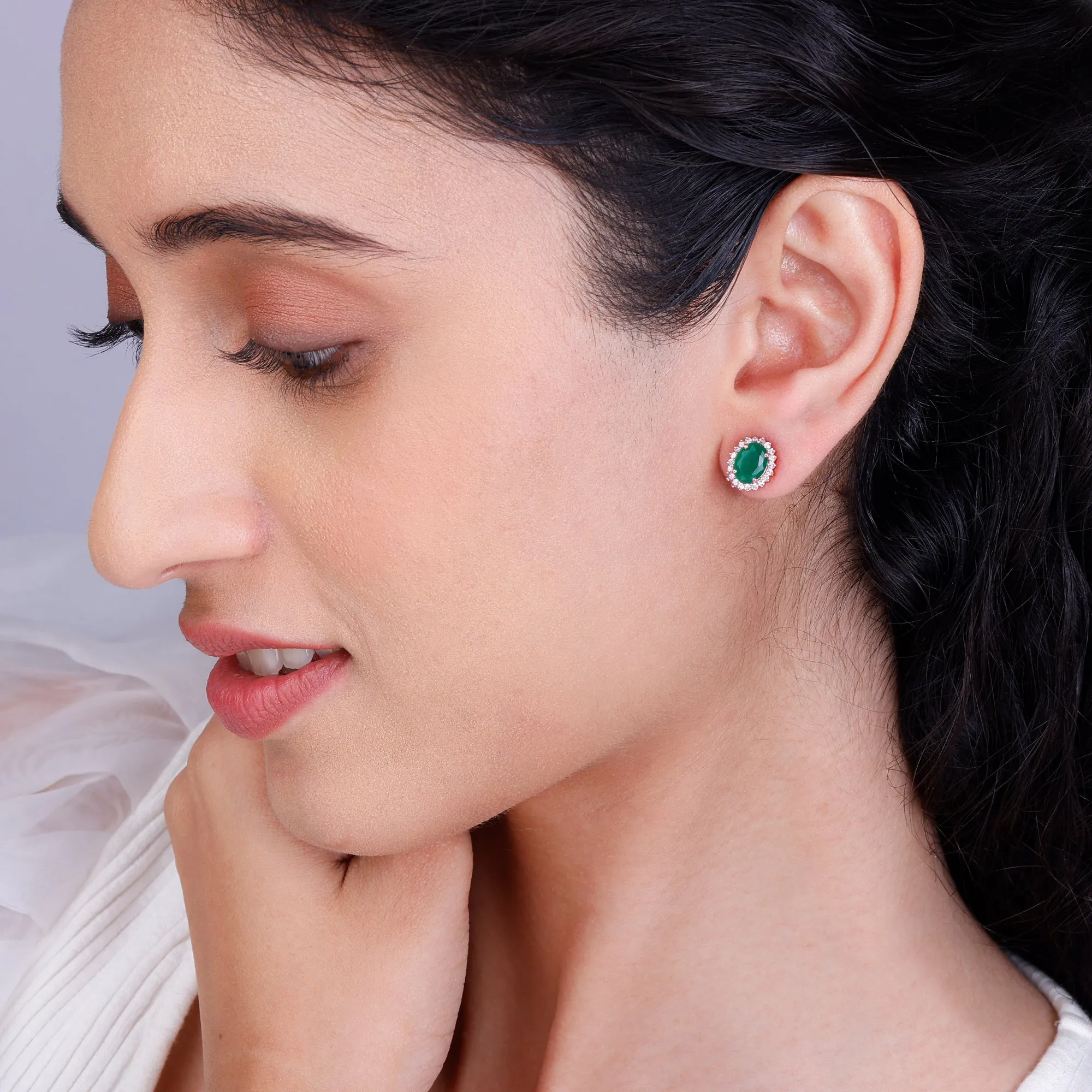 Rose Gold Evergreen Halo Studs Giva
