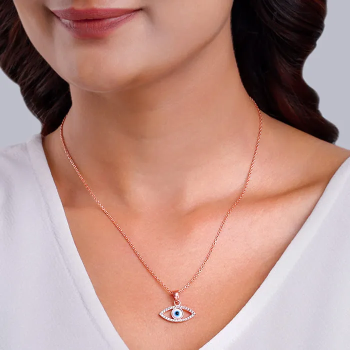 Rose Gold Evil Eye Pendant wiith Link Chain Giva