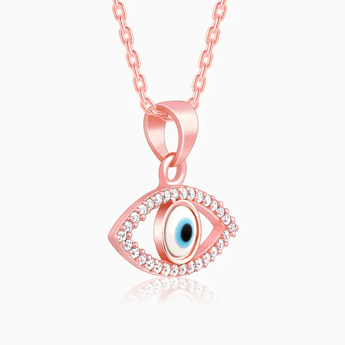Rose Gold Evil Eye Pendant wiith Link Chain Giva