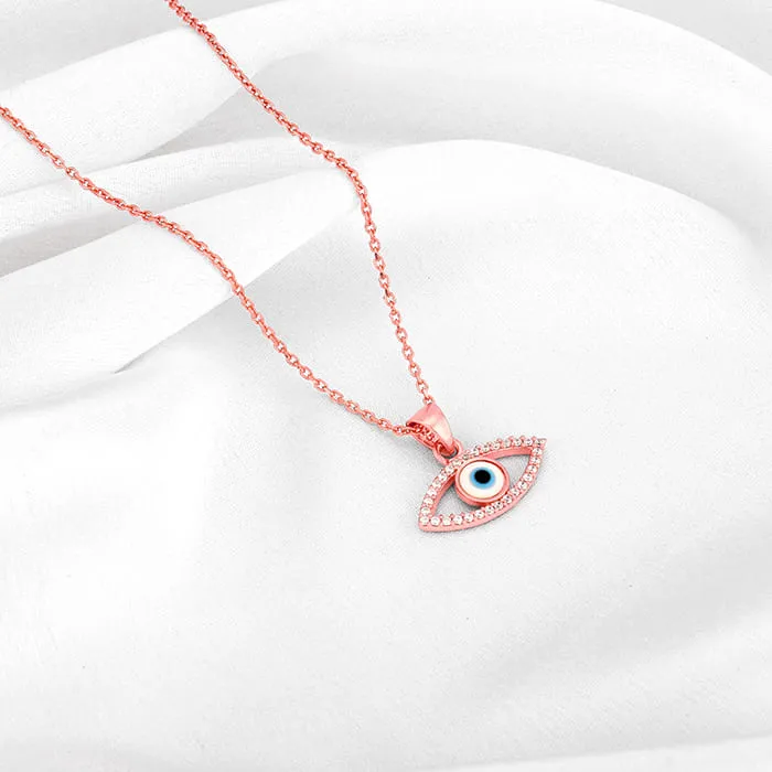 Rose Gold Evil Eye Pendant wiith Link Chain Giva
