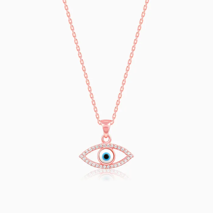 Rose Gold Evil Eye Pendant wiith Link Chain Giva