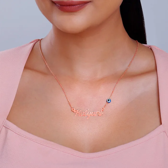 Rose Gold Evil Eye Personalised Name Necklace Giva