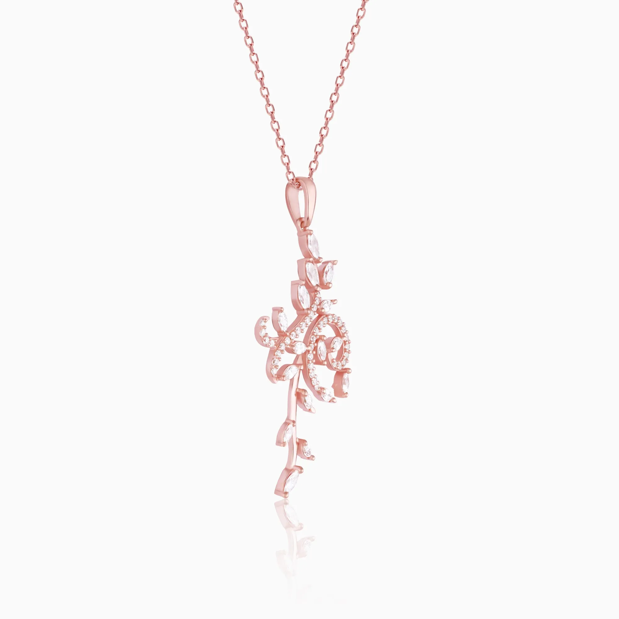 Rose Gold Exquisite Floral Pendant With Link Chain Giva