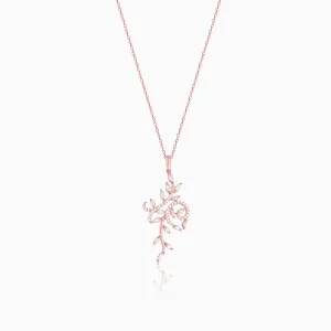 Rose Gold Exquisite Floral Pendant With Link Chain Giva