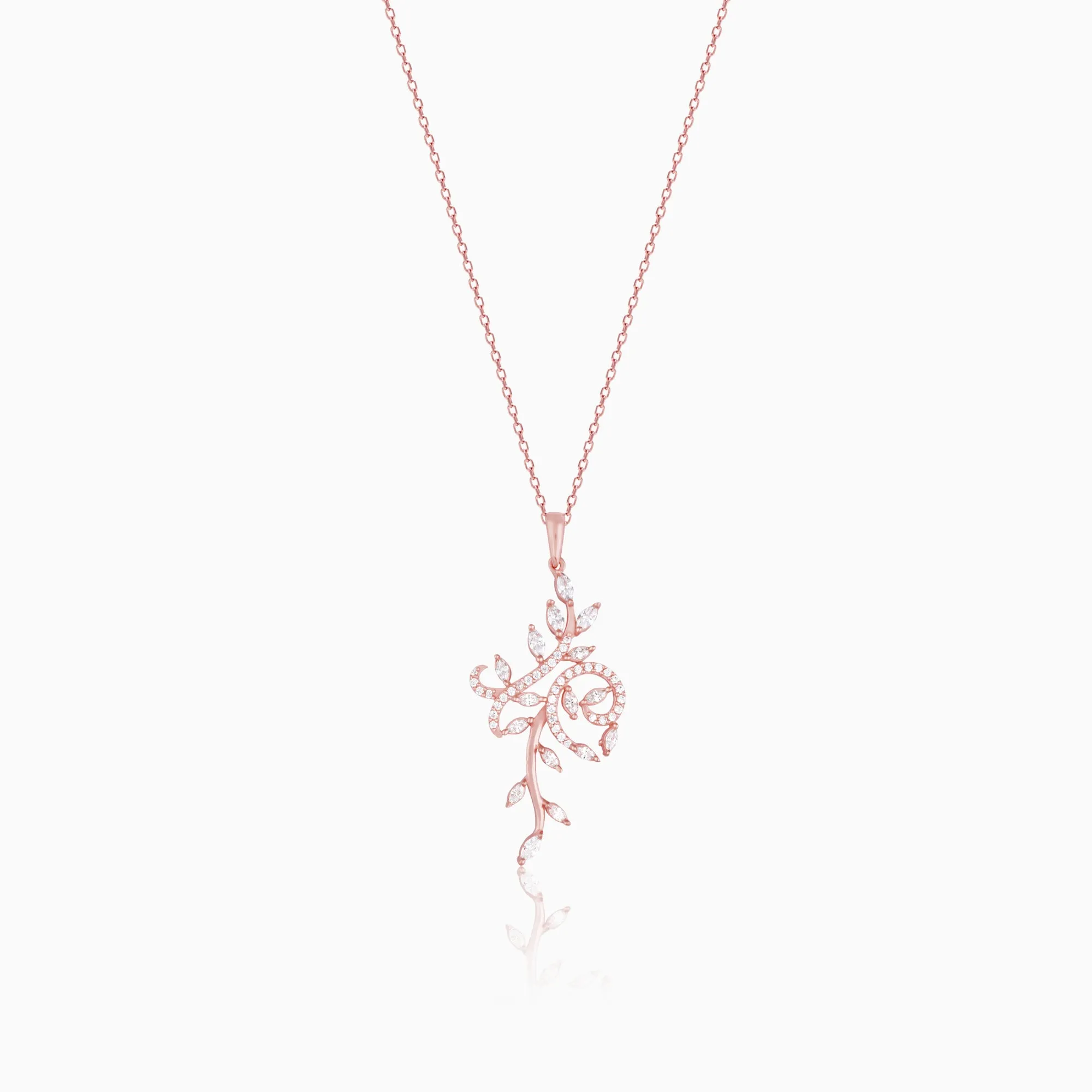 Rose Gold Exquisite Floral Pendant With Link Chain Giva