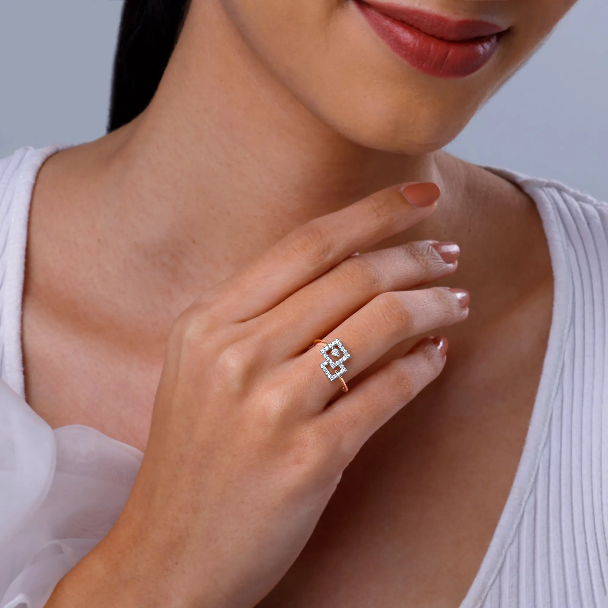 Rose Gold Fair and Square Diamond Ring Giva
