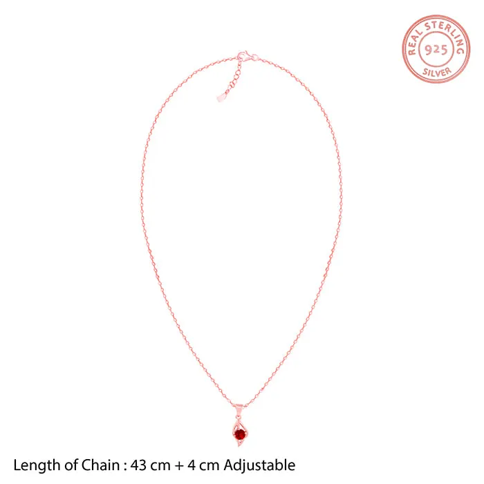 Rose Gold Falling Dew in Red Pendant With Link Chain Giva