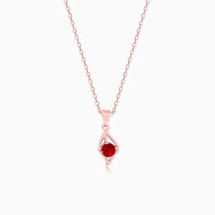 Rose Gold Falling Dew in Red Pendant With Link Chain Giva