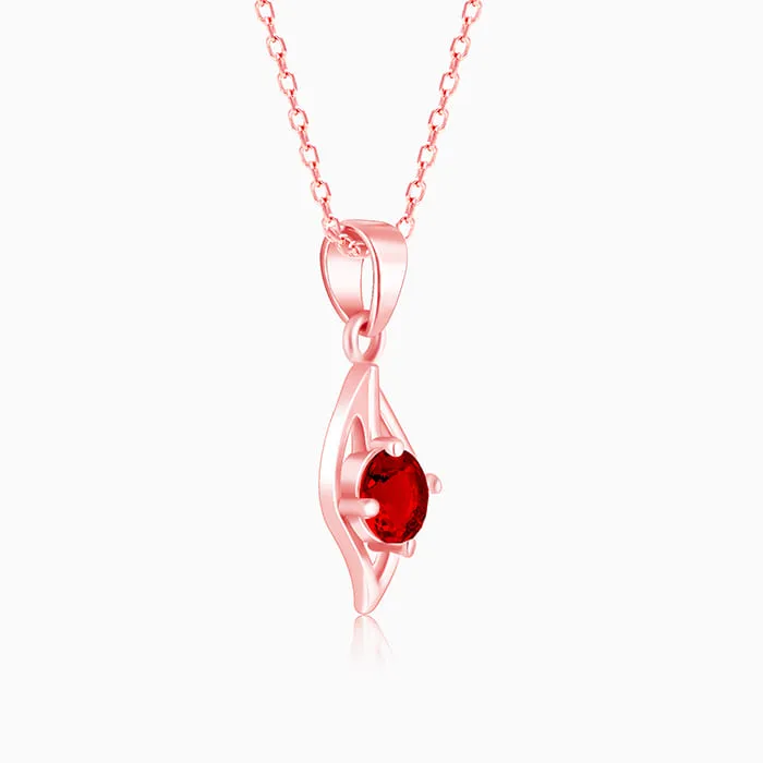 Rose Gold Falling Dew in Red Pendant With Link Chain Giva
