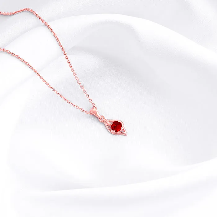 Rose Gold Falling Dew in Red Pendant With Link Chain Giva