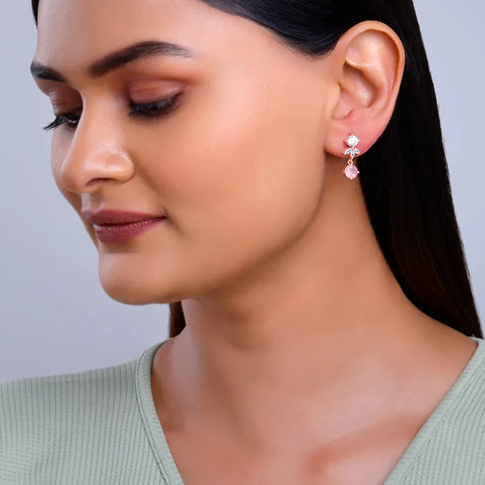 Rose Gold Floral Embrace Drop Earrings Giva