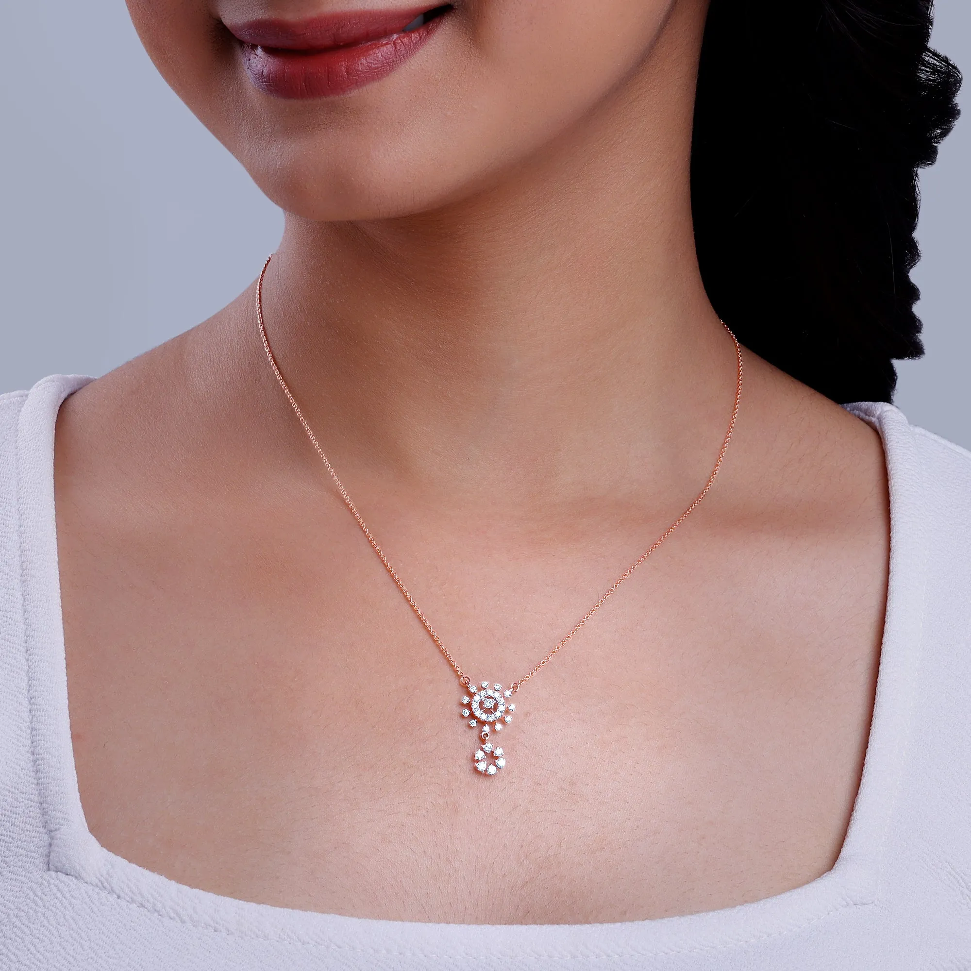 Rose Gold Floral Glimmer Diamond Necklace Giva