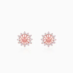 Rose Gold Floral Grace Heart Studs Giva