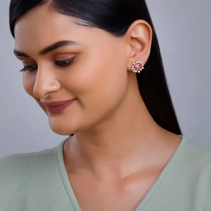 Rose Gold Floral Grace Heart Studs Giva