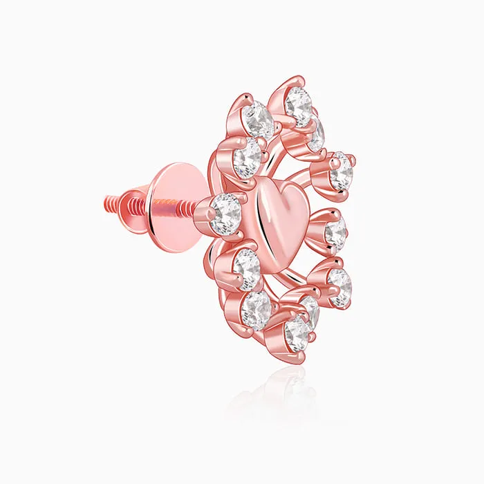 Rose Gold Floral Grace Heart Studs Giva