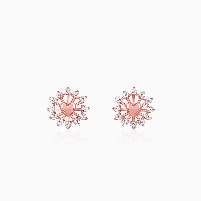 Rose Gold Floral Grace Heart Studs Giva