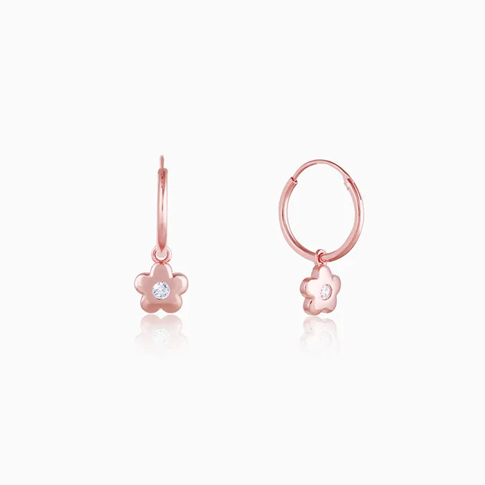 Rose Gold Floral Hoop Earrings Giva