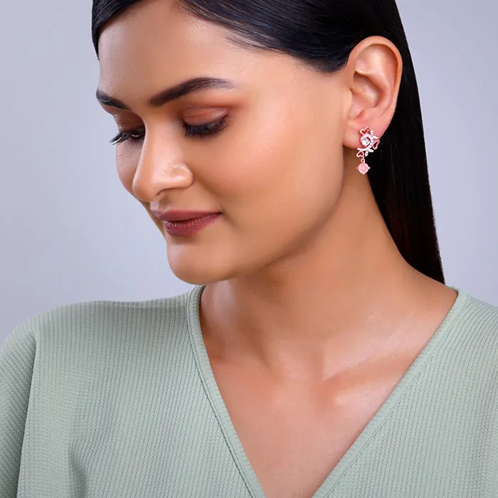Rose Gold Floret Elegance Drop Earrings Giva