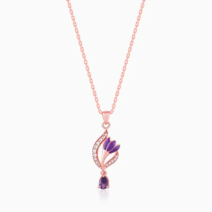 Rose Gold Flowing Crocus Pendant with Link Chain Giva