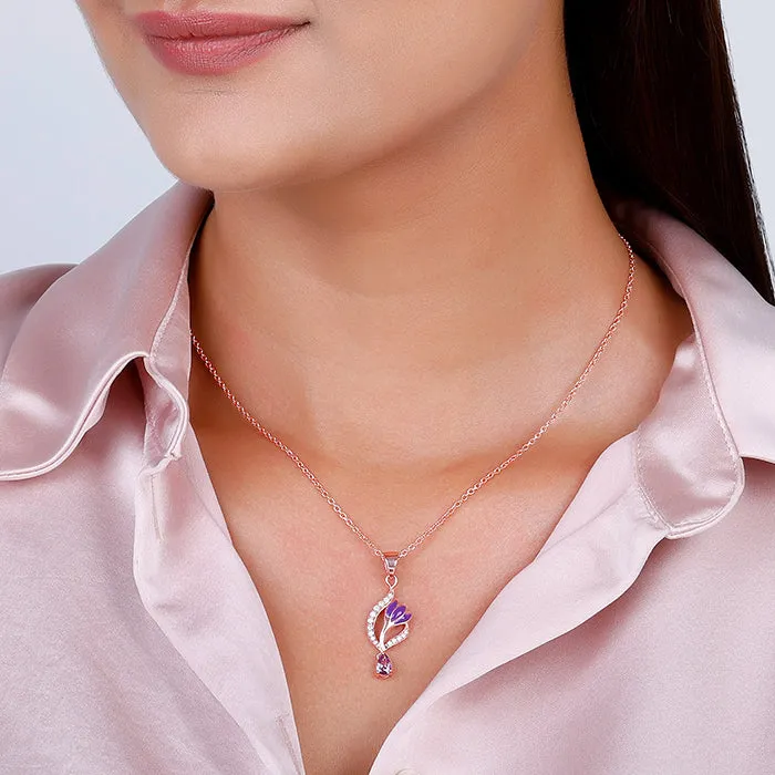 Rose Gold Flowing Crocus Pendant with Link Chain Giva