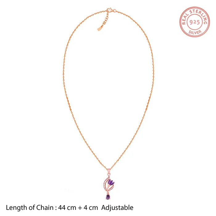 Rose Gold Flowing Crocus Pendant with Link Chain Giva