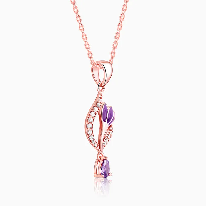Rose Gold Flowing Crocus Pendant with Link Chain Giva