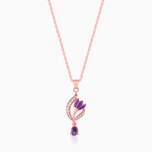 Rose Gold Flowing Crocus Pendant with Link Chain Giva