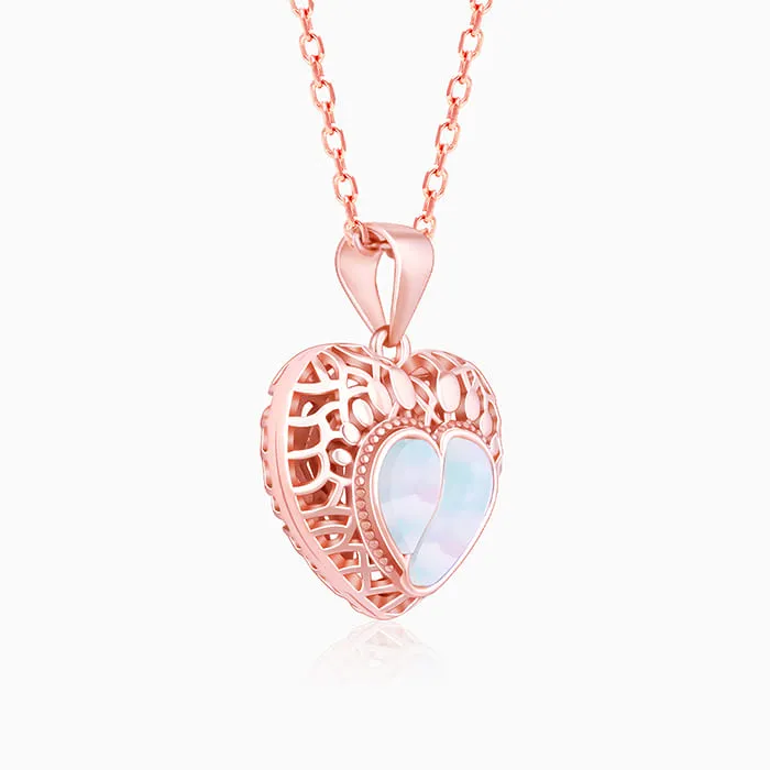Rose Gold Footprint Pendant With Link Chain Giva