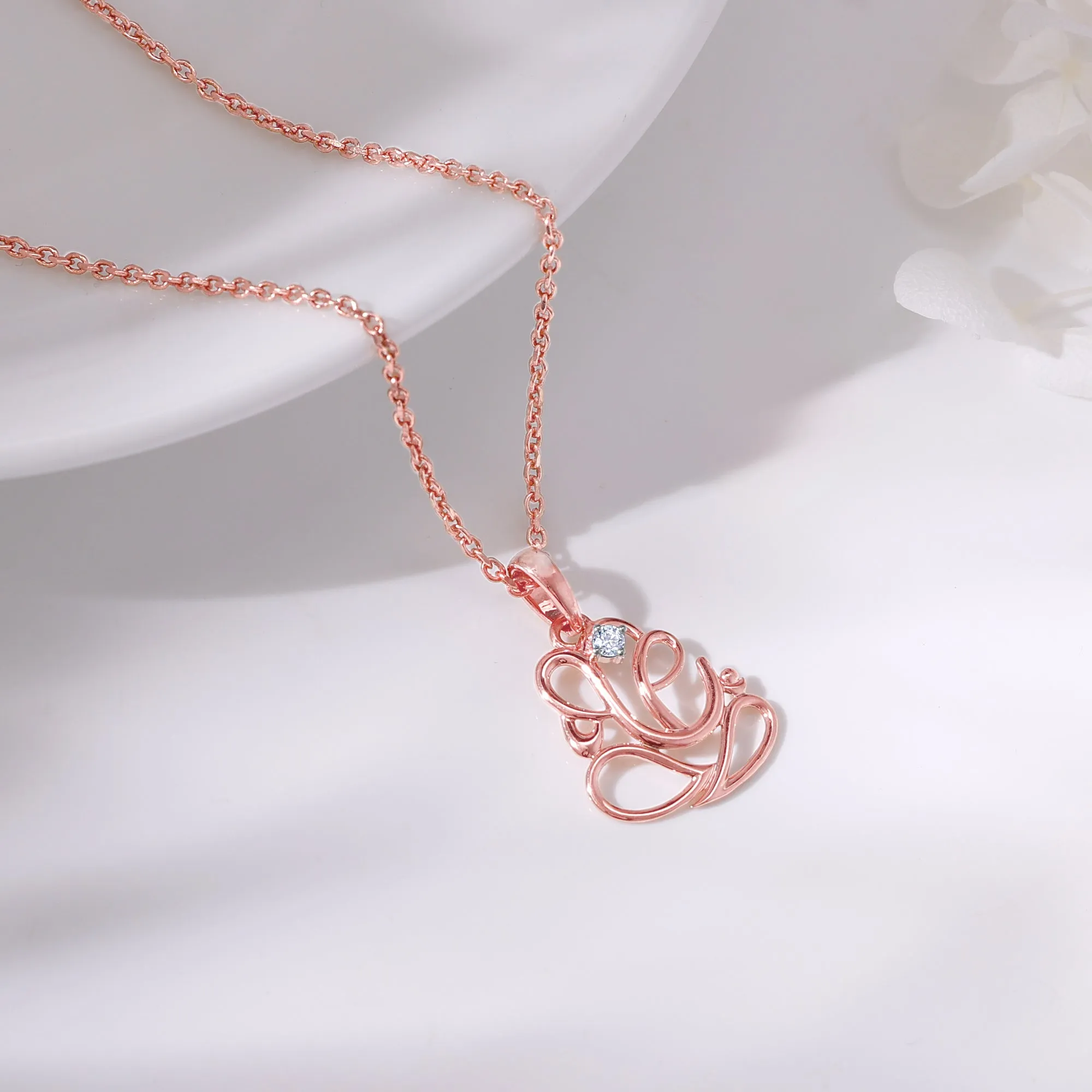 Rose Gold Ganesha Diamond Pendant Giva